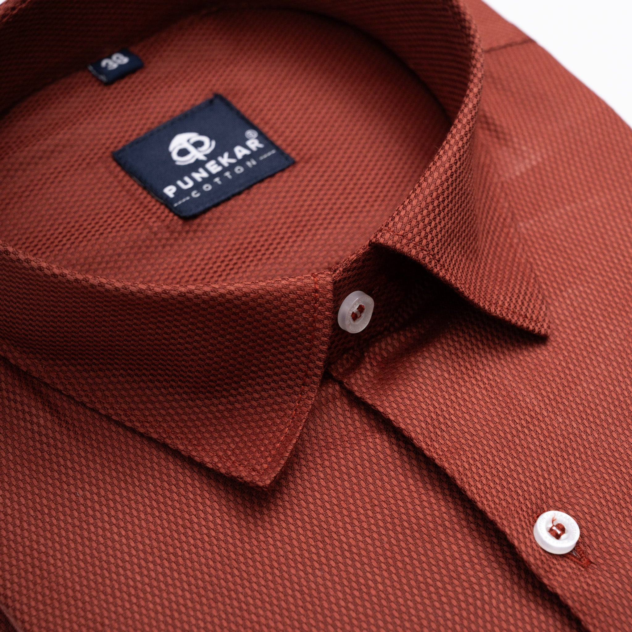 Rustic Red Softweave Cotton Tencel Textured Shirt For Men