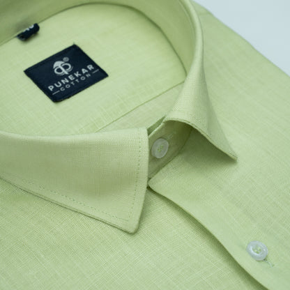Pista Green Color 80s Lino Lyocell Shirt For Men