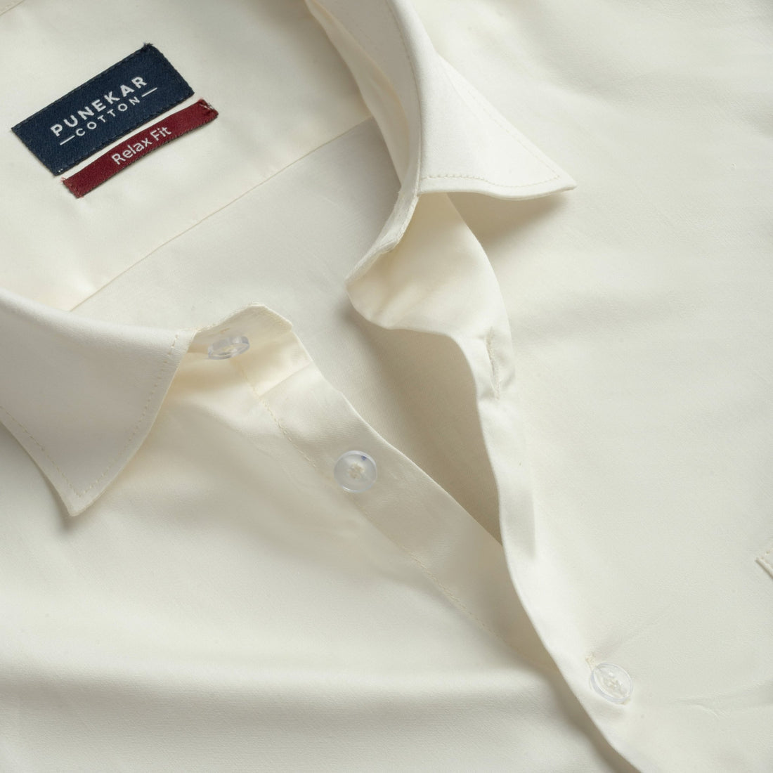 Off White Color Cotton Satin Shirt For Men - Punekar Cotton