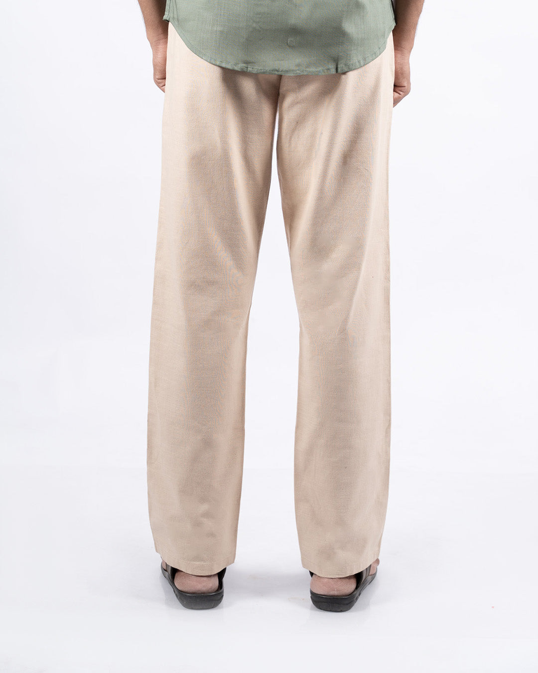 Beige Everyday Cotton Linen Straight-Fit Pants for Men
