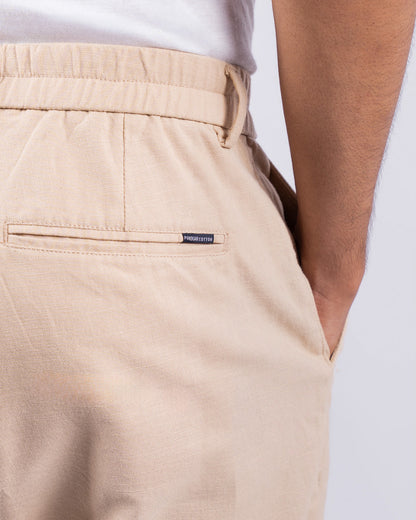 Beige Everyday Cotton Linen Straight-Fit Pants for Men