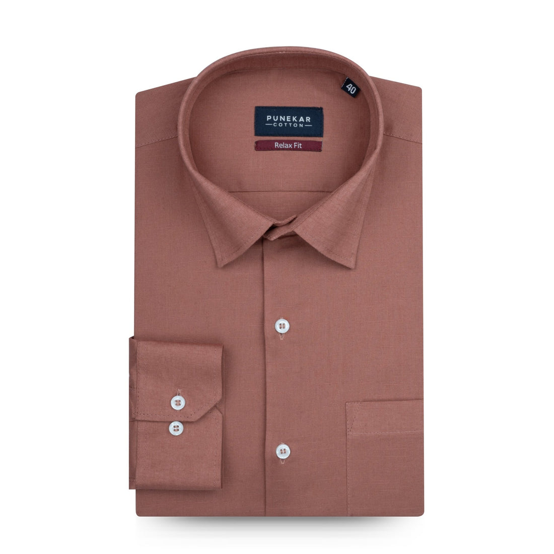 Pastel Maroon Color Solid Cotton Linen Shirt For Men - Punekar Cotton