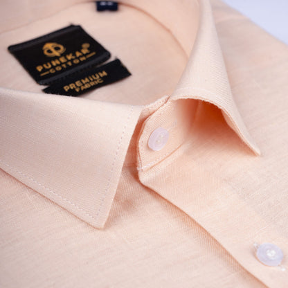 Peach 60Lea Pure Linen Shirt For Men - Punekar Cotton