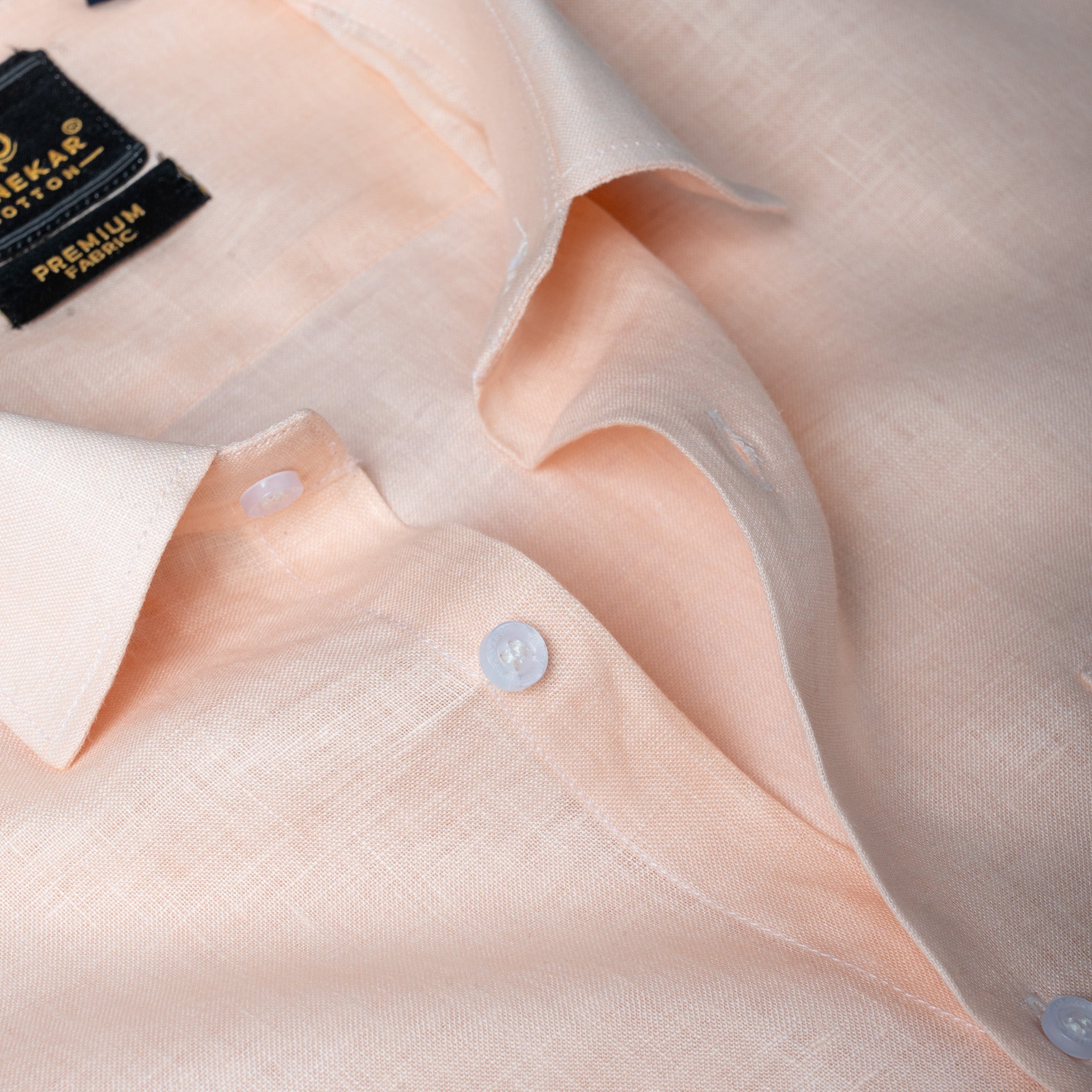 Peach 60Lea Pure Linen Shirt For Men - Punekar Cotton