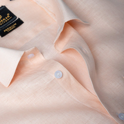 Peach 60Lea Pure Linen Shirt For Men - Punekar Cotton