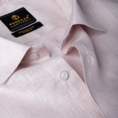 Pink 60Lea Pure Linen Shirt For Men - Punekar Cotton