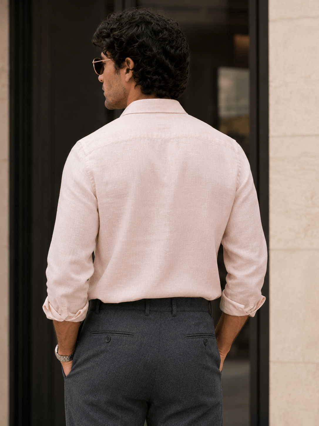 Pink 60Lea Pure Linen Shirt For Men - Punekar Cotton