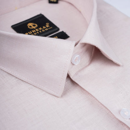 Pink 60Lea Pure Linen Shirt For Men - Punekar Cotton