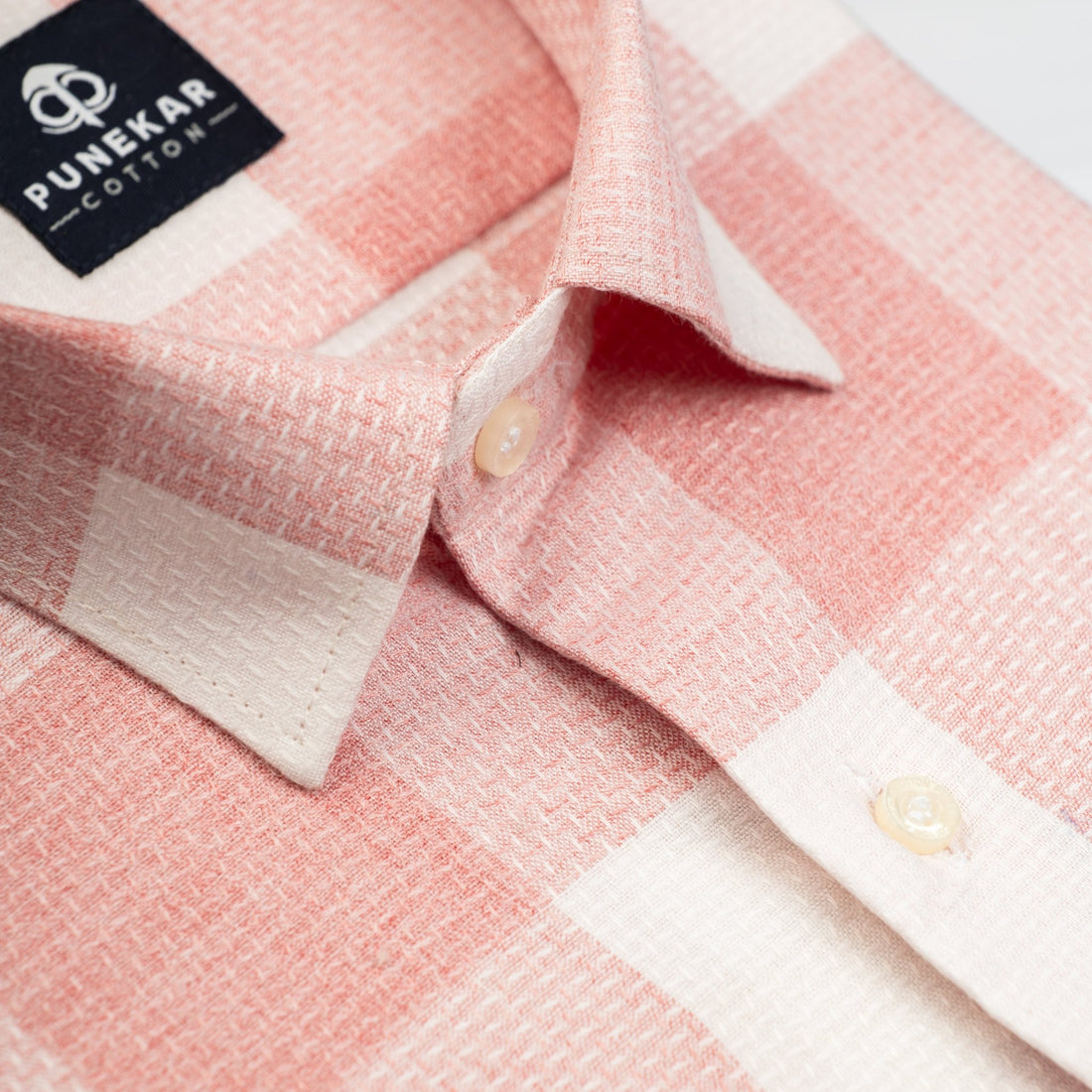 Pink Color Checks Pure Cotton Shirt For Men - Punekar Cotton