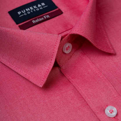 Pink Colour Signature Classic Oxford Shirt For Men - Punekar Cotton