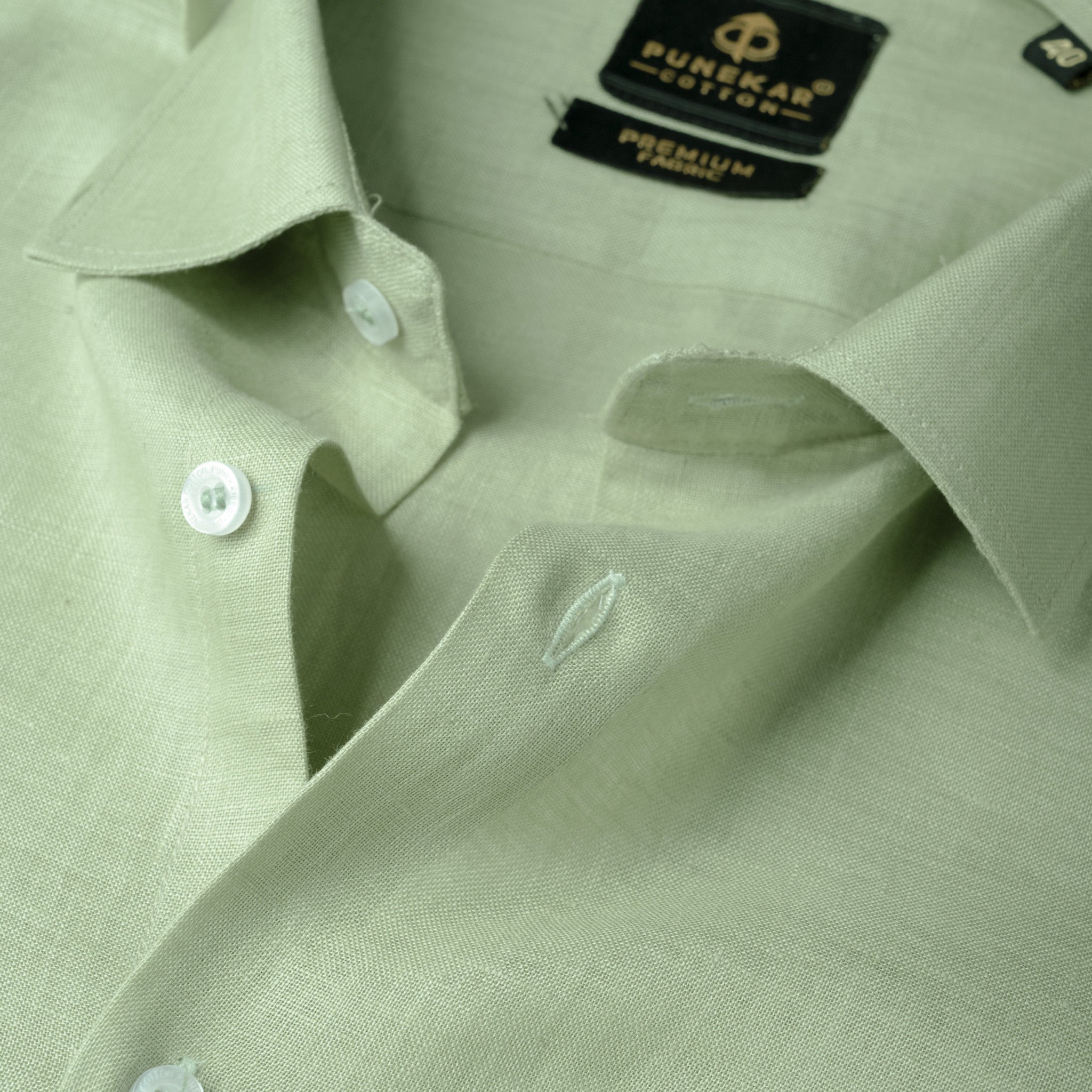Pista Green 60Lea Pure Linen Shirt For Men - Punekar Cotton