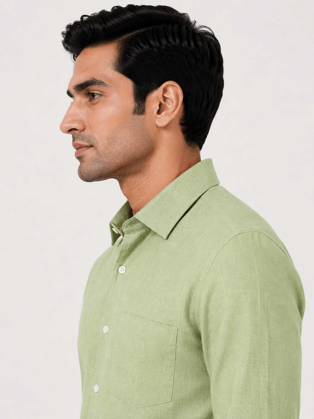 Pista Green 60Lea Pure Linen Shirt For Men - Punekar Cotton