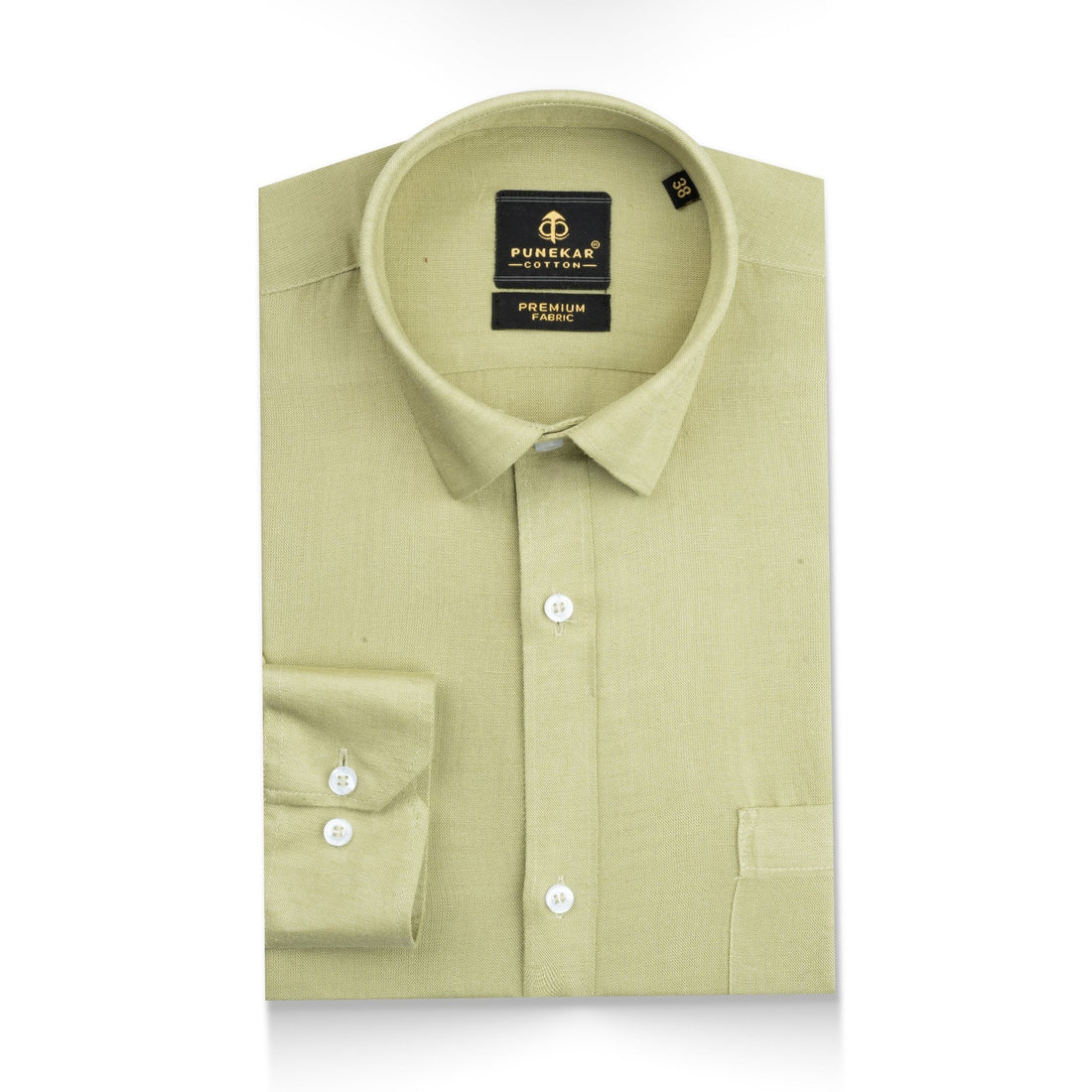 Pista Green Color Prime Linen Shirt For Men - Punekar Cotton