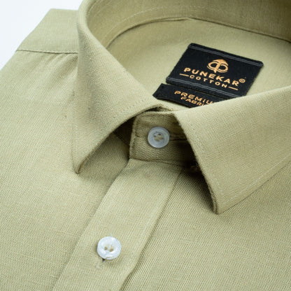 Pista Green Color Prime Linen Shirt For Men - Punekar Cotton
