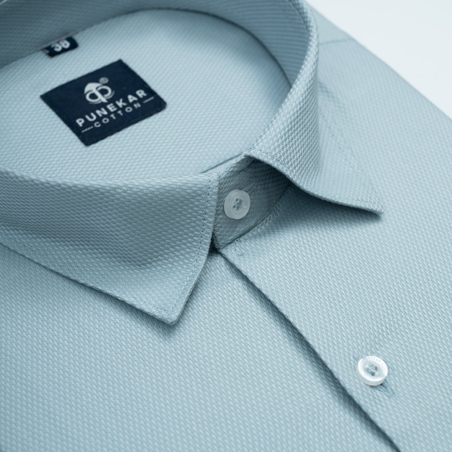 Powder Blue Softweave Cotton Tencel Textured Shirt For Men - Punekar Cotton