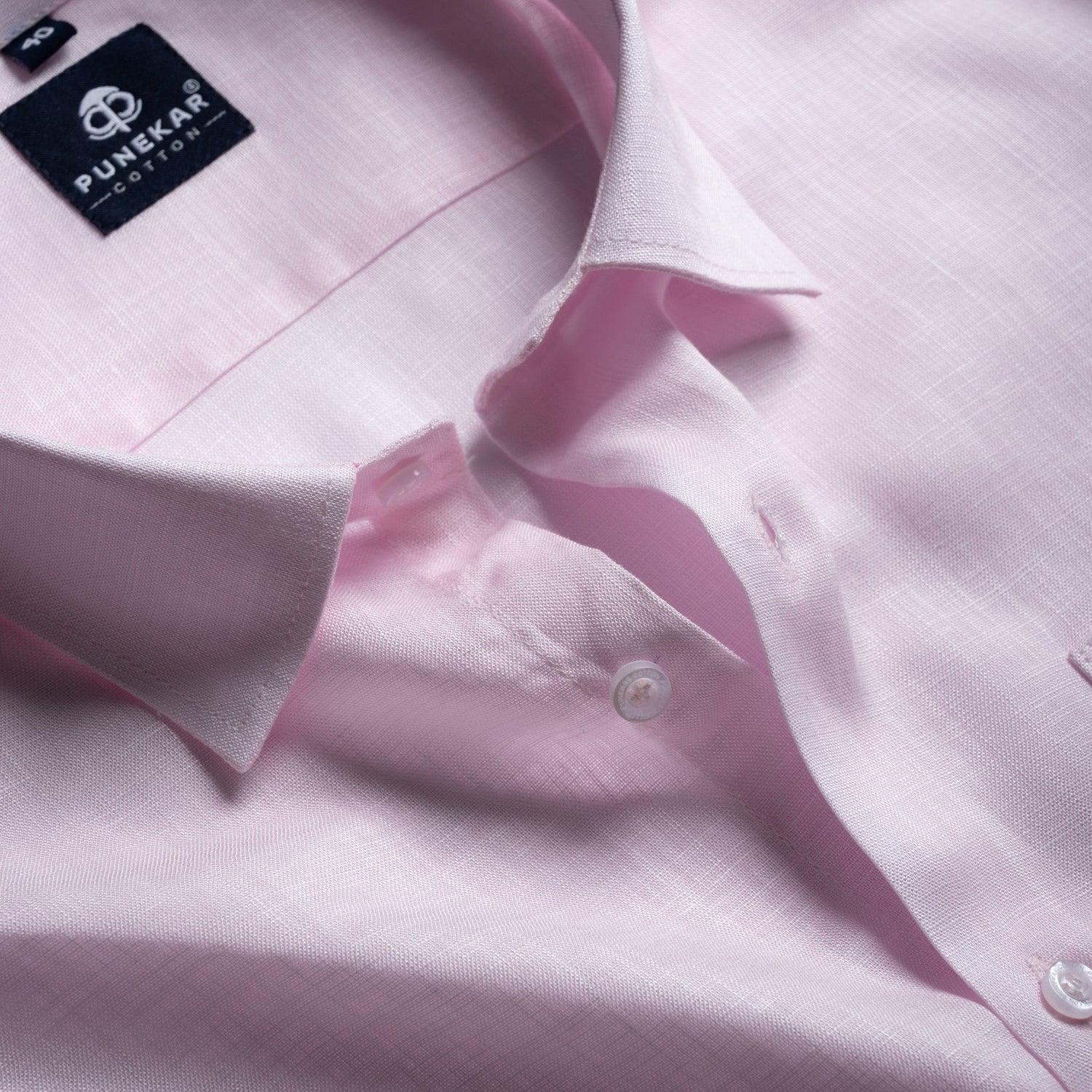 Powder Pink Color 80s Lino Lyocell Shirt For Men - Punekar Cotton