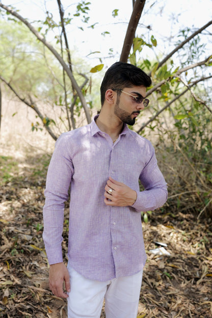 Purple Color Prime Linen Shirt For Men - Punekar Cotton