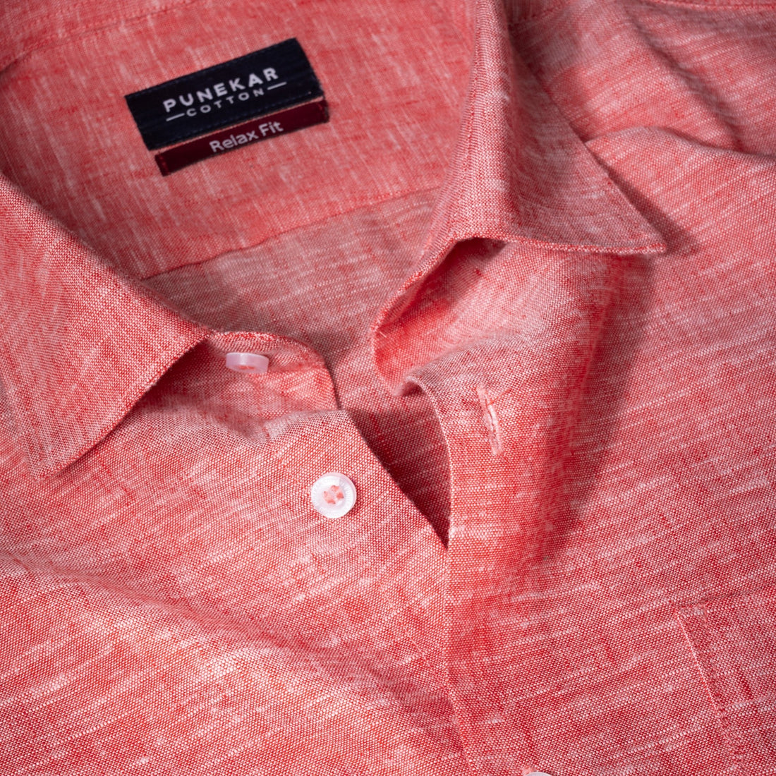 Red Color Classic Lyocell Linen Feel Shirt For Men - Punekar Cotton