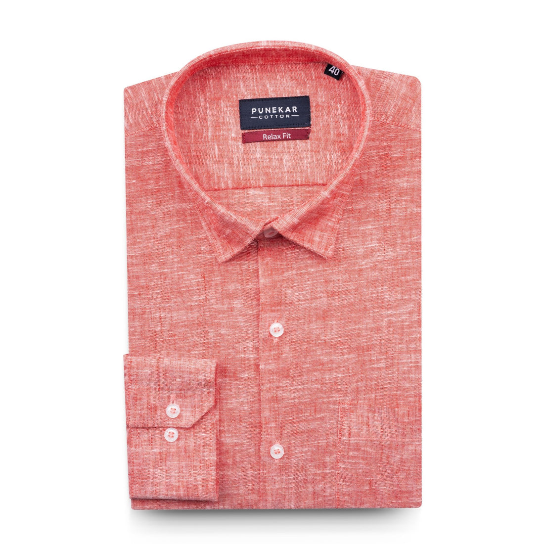 Red Color Classic Lyocell Linen Feel Shirt For Men - Punekar Cotton