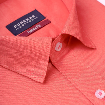 Red Colour Signature Classic Oxford Shirt For Men - Punekar Cotton