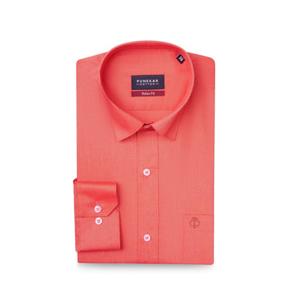 Red Colour Signature Classic Oxford Shirt For Men - Punekar Cotton