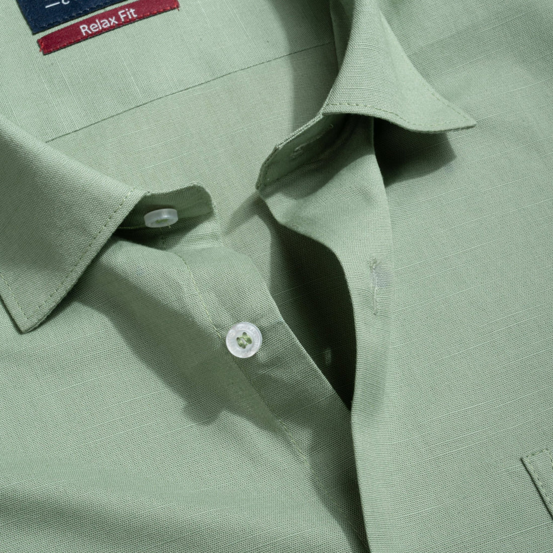 Sage Green Color Solid Cotton Linen Shirt For Men - Punekar Cotton