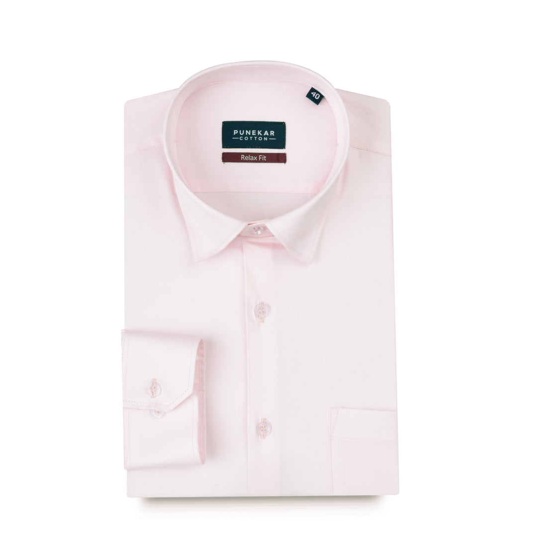 Light Pink Color Cotton Satin Shirt For Men