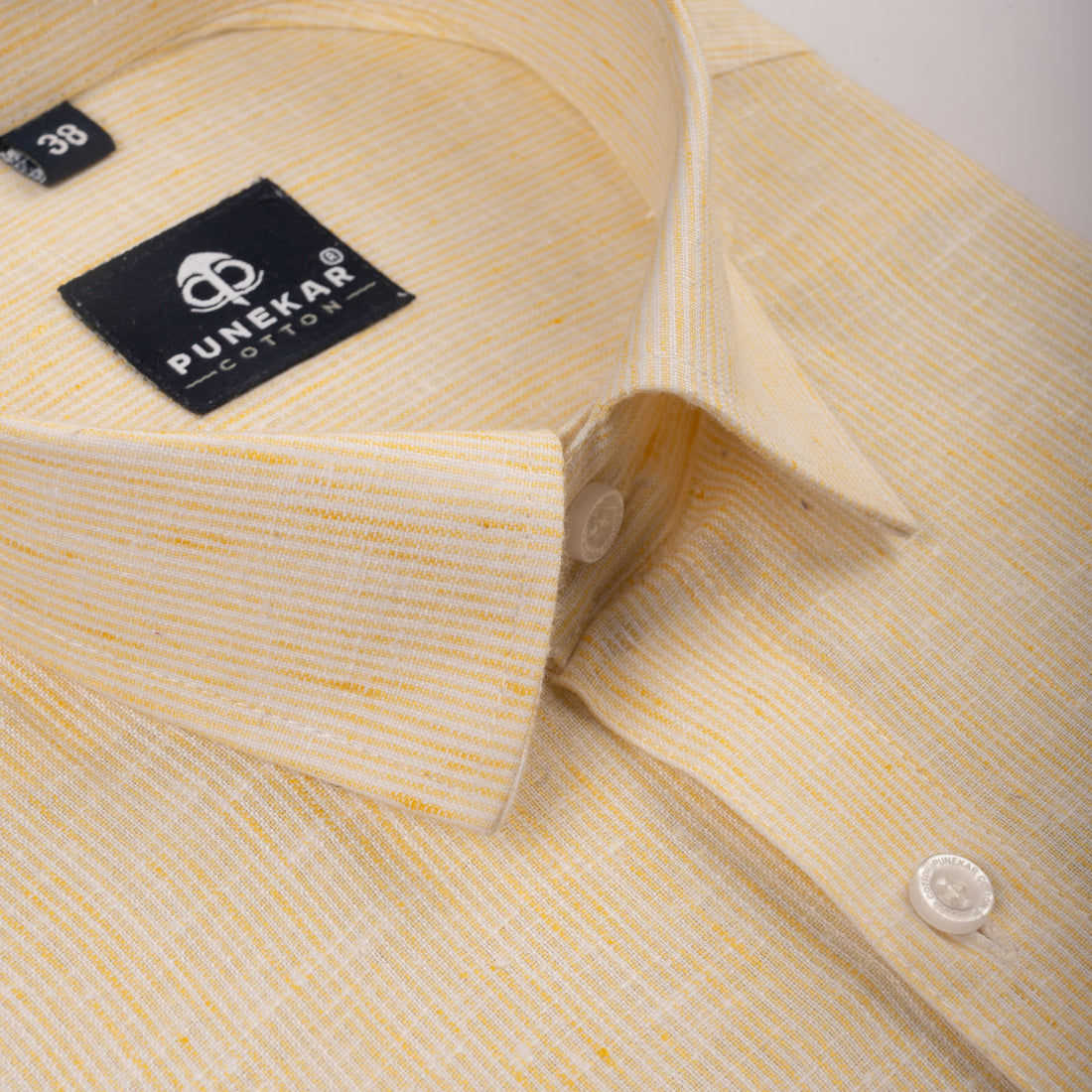 Yellow Color Hand Woven Cotton Stripe Shirt For Men