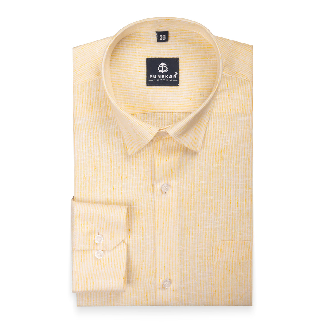 Yellow Color Hand Woven Cotton Stripe Shirt For Men