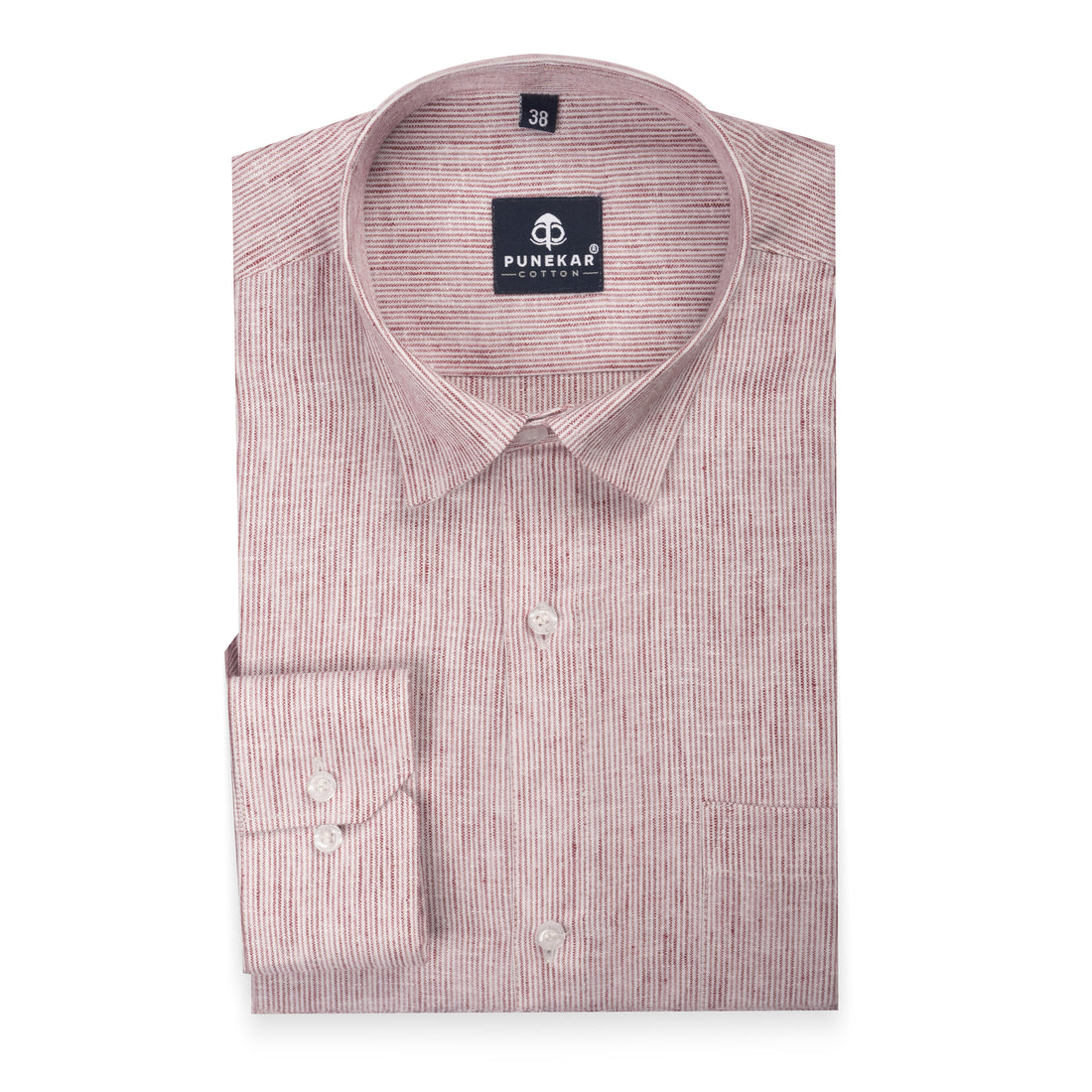 Red Color Hand Woven Cotton Stripe Shirt For Men