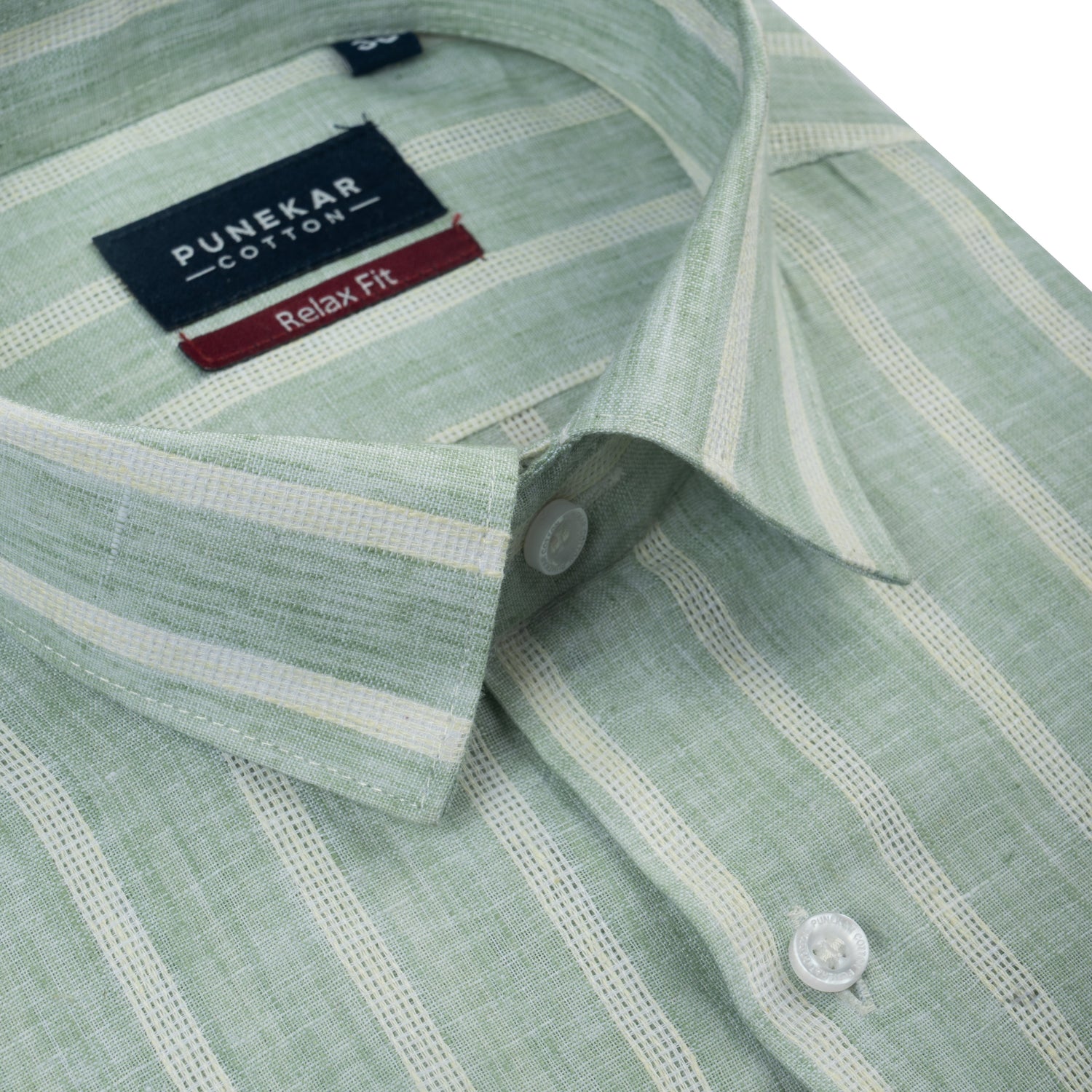 Pista Green Color Bold Stripe Cotton Shirt For Men