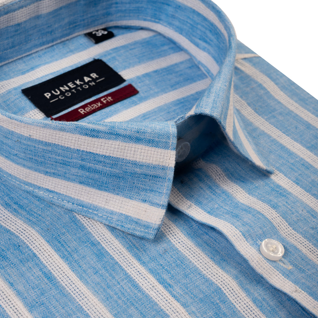 Sky Blue Color Bold Stripe Cotton Shirt For Men
