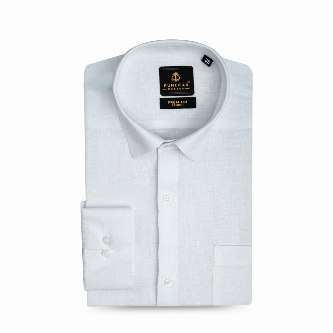 White Color 60Lea Pure Linen Shirt For Men - Punekar Cotton