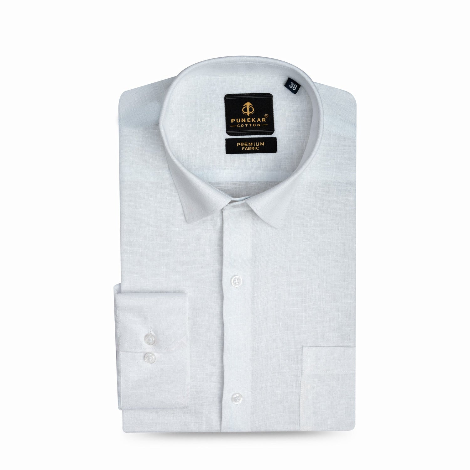 White Color 60Lea Pure Linen Shirt For Men - Punekar Cotton