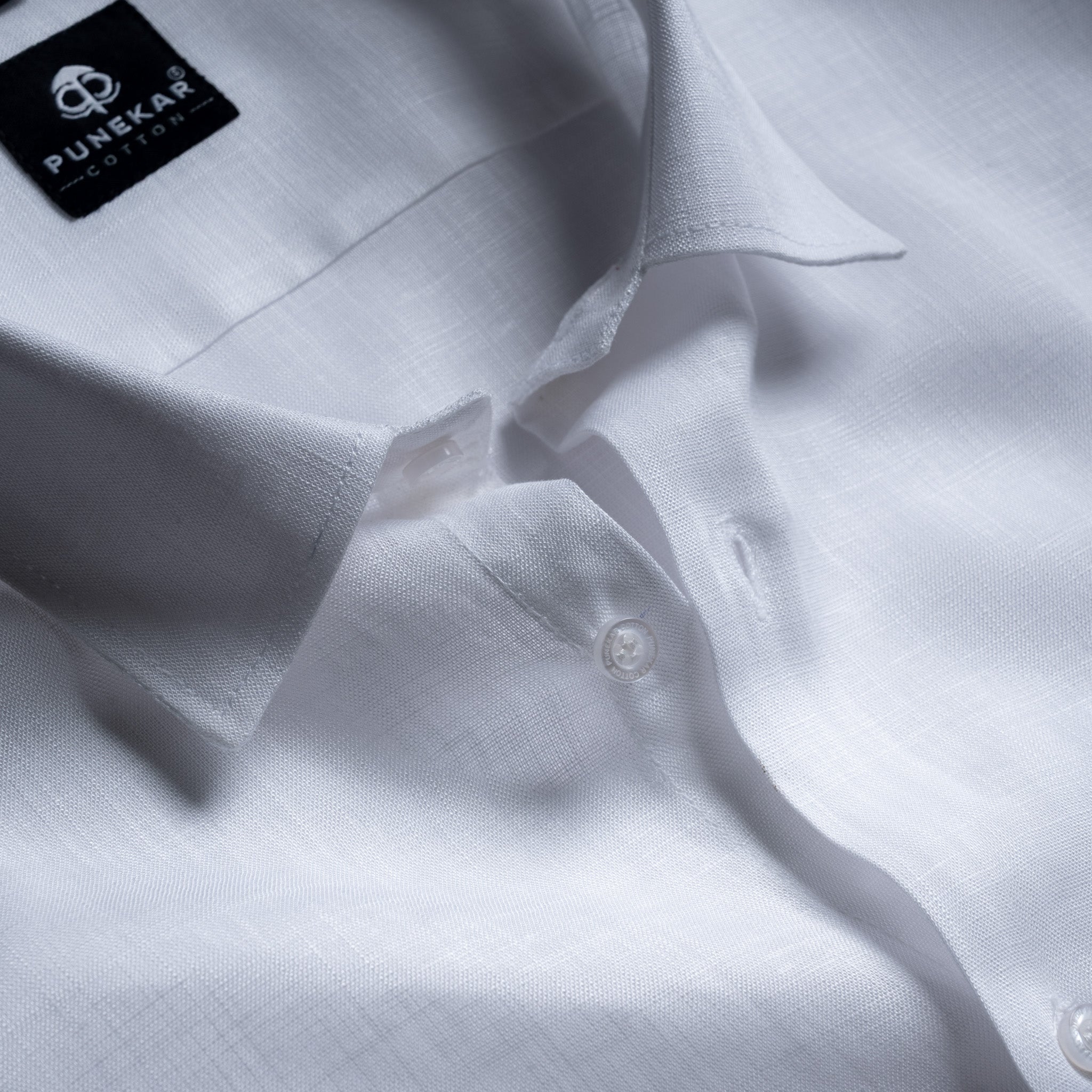 White Color 80s Lino Lyocell Shirt For Men - Punekar Cotton