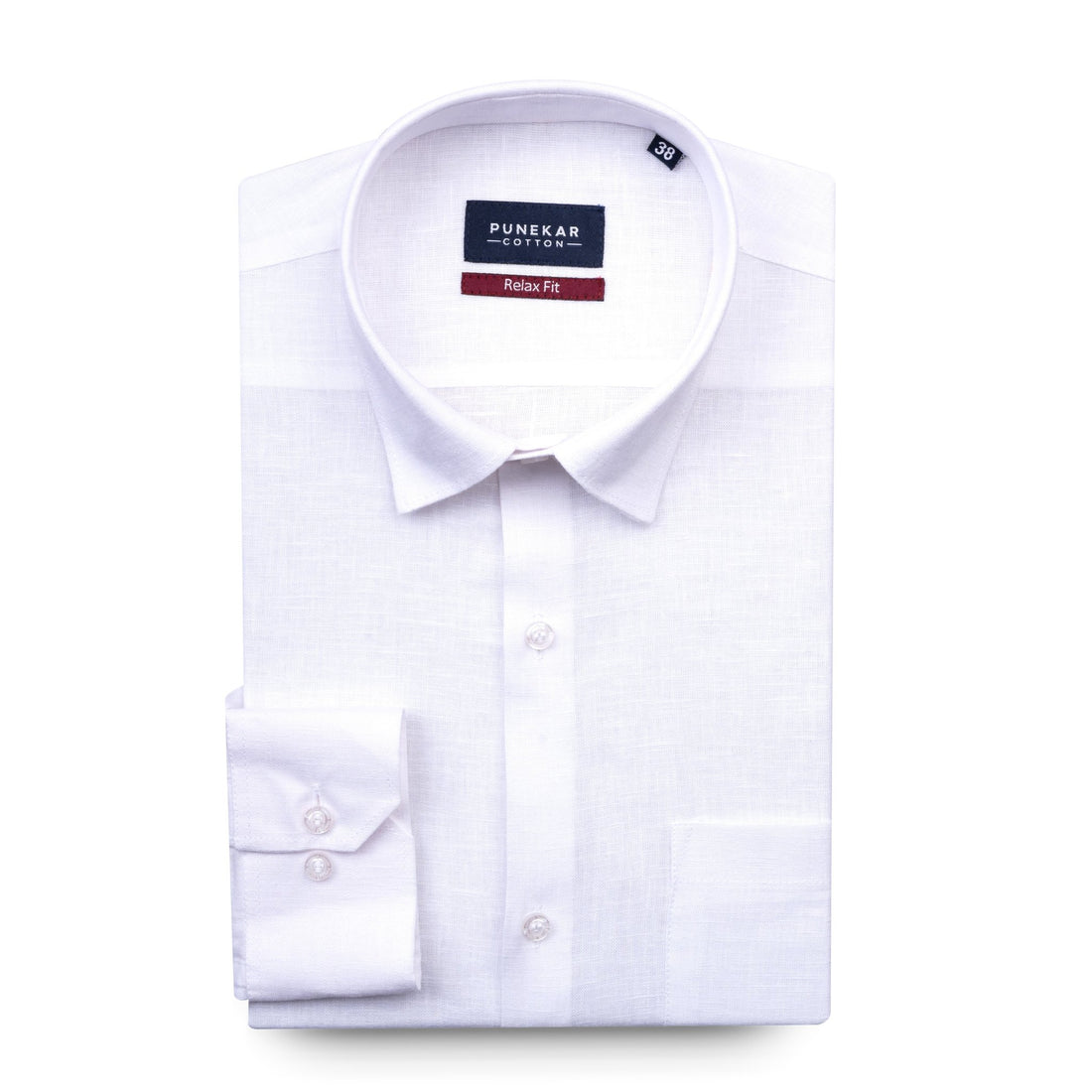 White Color Classic Lyocell Linen Feel Shirt For Men - Punekar Cotton