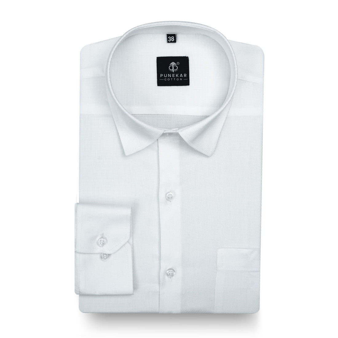 White Softweave Cotton Tencel Textured Shirt For Men