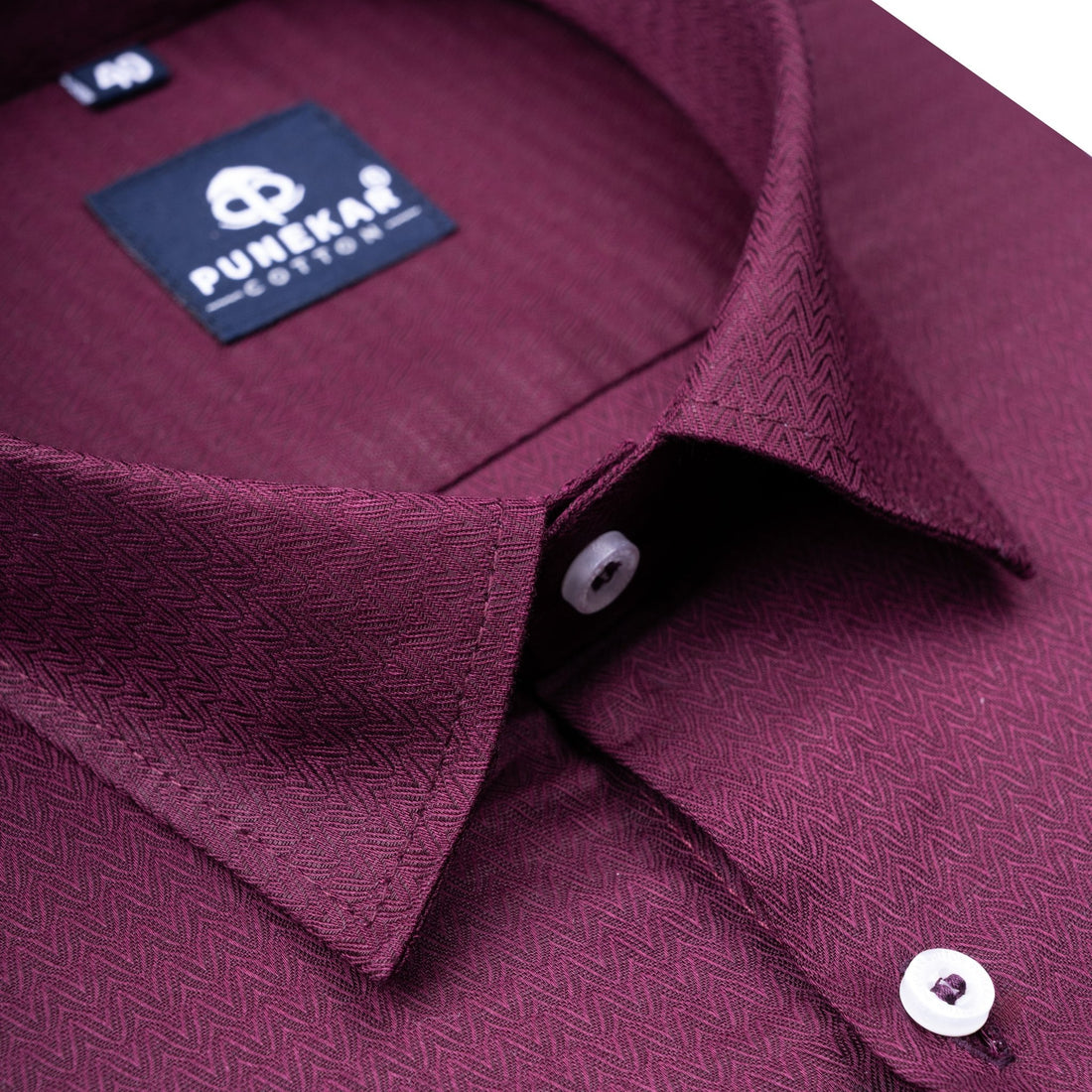 Wine Color Dobby Cotton Satin Shirt For Men - Punekar Cotton