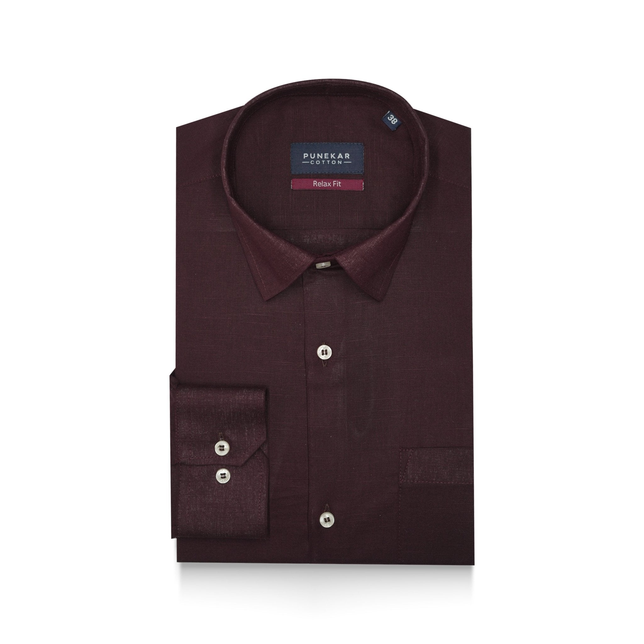 Wine Color Solid Pure Cotton For Men - Punekar Cotton