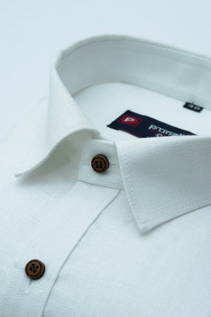 Punekar Cotton White Color Cotton Linen Formal Shirt for Men&