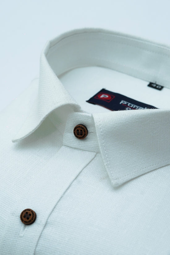 Punekar Cotton White Color Cotton Linen Formal Shirt for Men's.