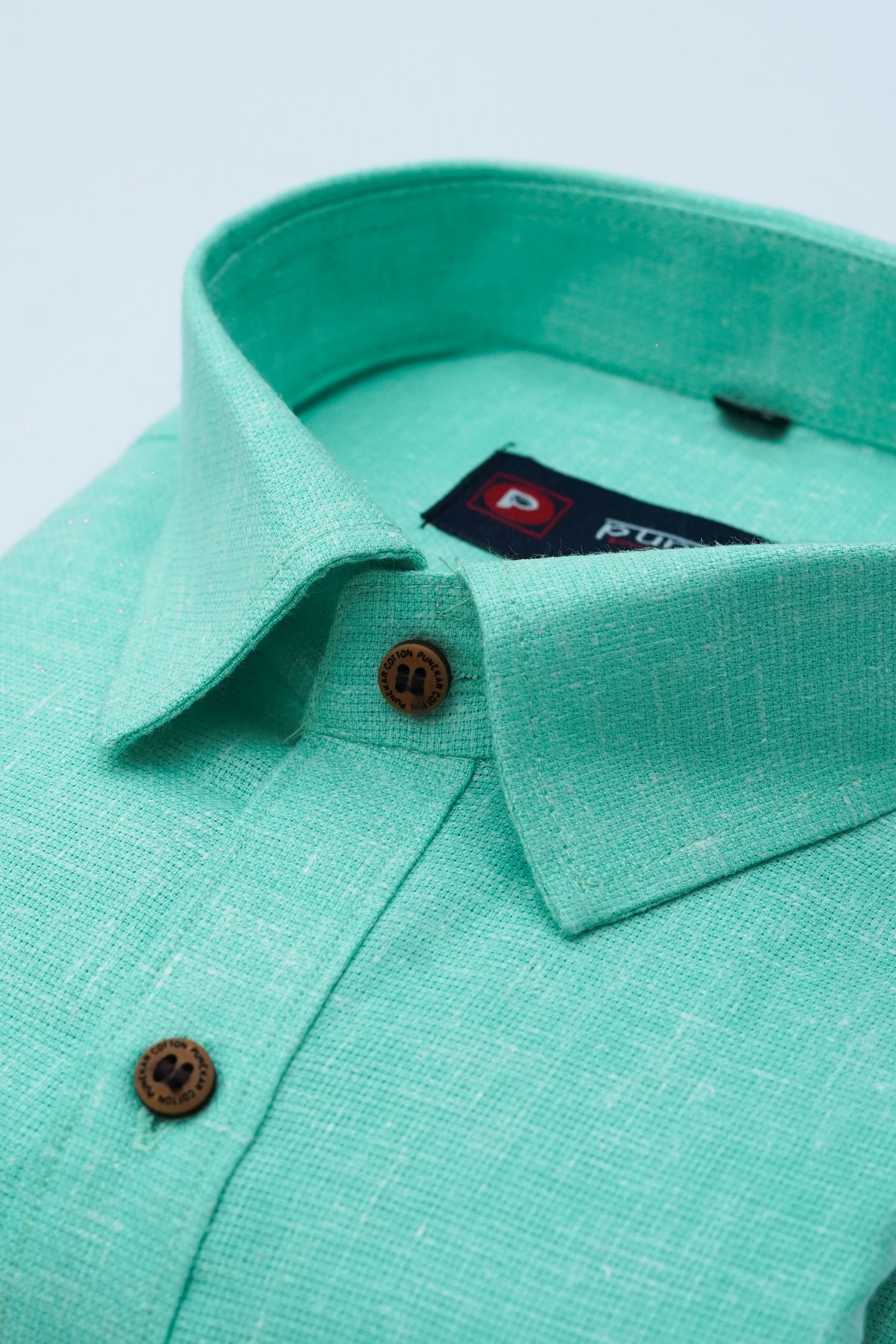 Punekar Cotton Light Green Color Cotton Linen Formal Shirt for Men&