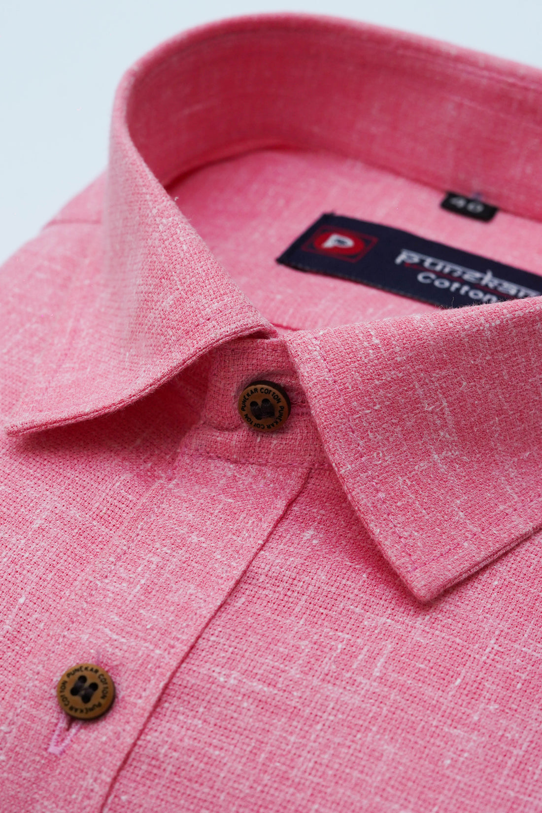Punekar Cotton Light Pink Color Cotton Linen Formal Shirt for Men&