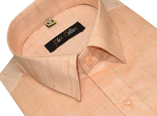 Apricot Orange Color 3D Lining Cotton Shirts For Men's - Punekar Cotton