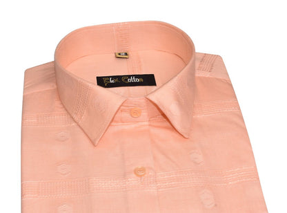 Apricot Orange Color Cotton Embroidery Butta Patta Shirts For Men’s - Punekar Cotton