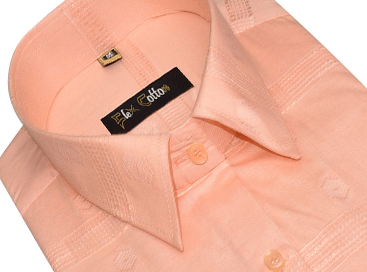Apricot Orange Color Cotton Embroidery Butta Patta Shirts For Men’s - Punekar Cotton
