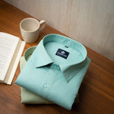 Aqua Green Color Twitter Lining Blende Cotton Shirts For Men - Punekar Cotton
