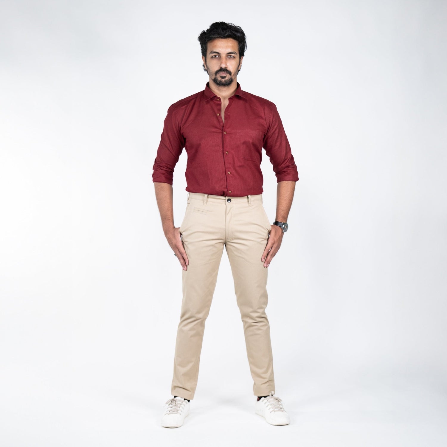 Beige Color Cotton Trouser Pants for Men - Punekar Cotton