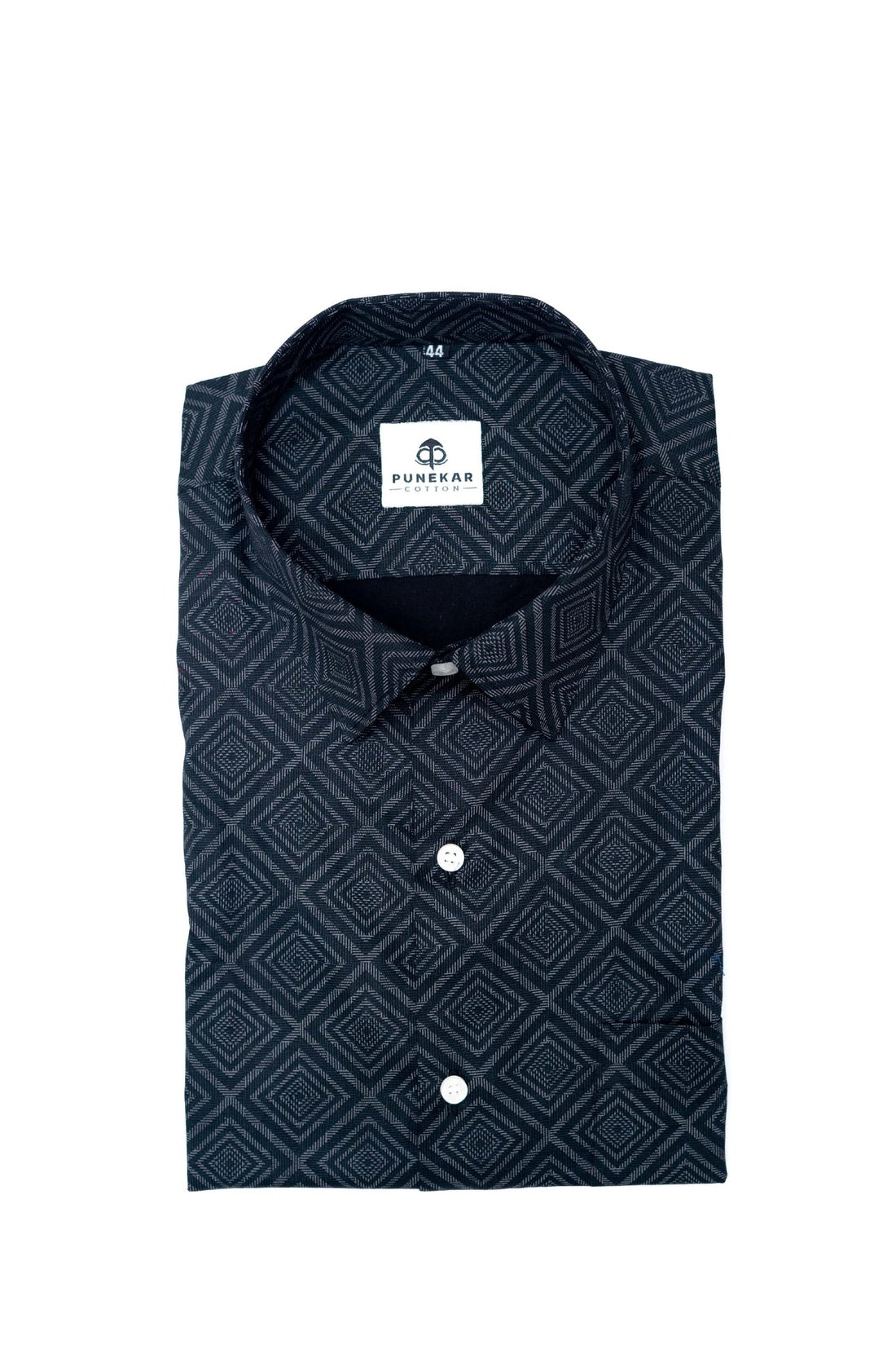 Black Color Morrocan Printed Shirt For Men - Punekar Cotton