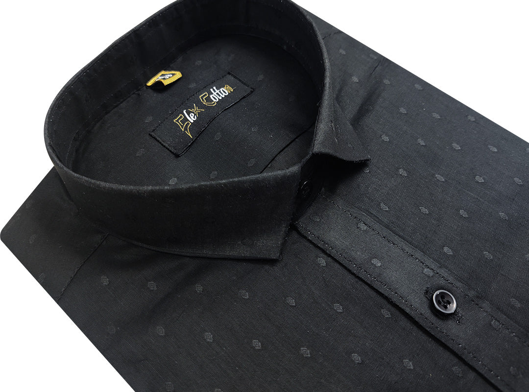 Black Color Paper Cotton Ready starch Shirt For Men - Punekar Cotton